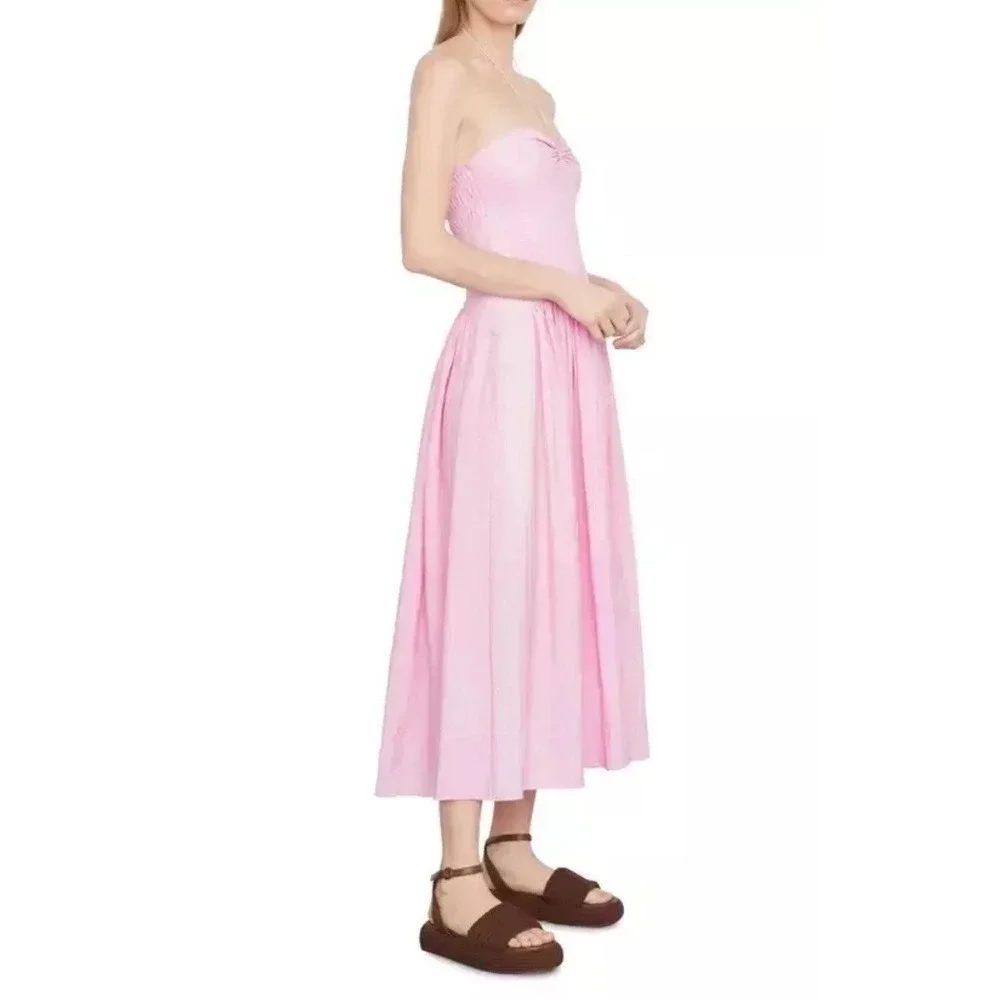 vince ruched halter dress $445 Sweetheart Ties Midi Pockets‎ Women's Size Large Halterneck dress